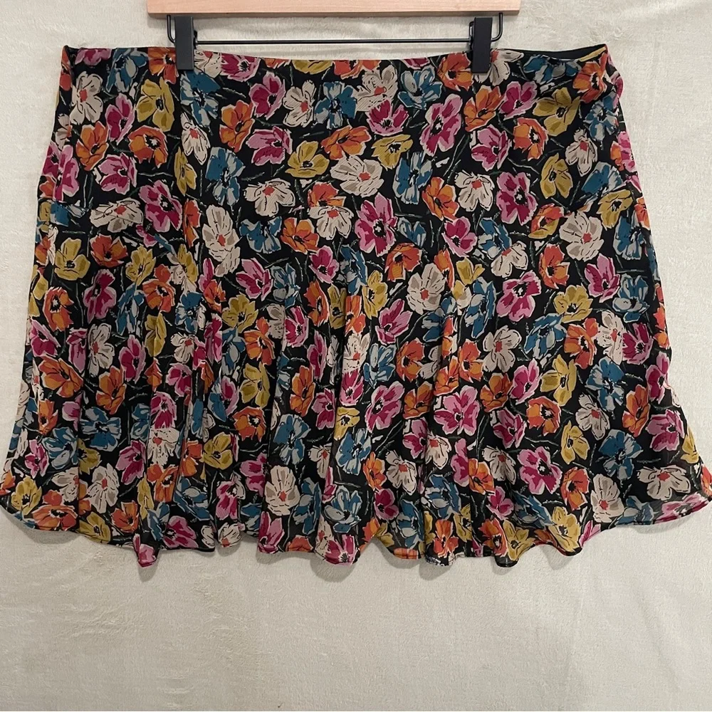 NEW Lauren Ralph Lauren Floral Georgette Mini‎ Skirt Black Multi 16W LRL